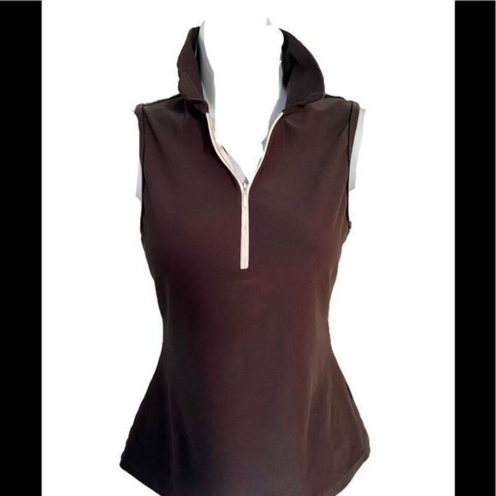 Eliza Audley Ruffled Quarter Zip Top - S black /gray , polyester spandex